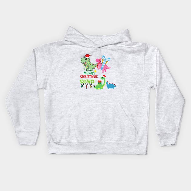 Dinosaurs - Merry Christmas DINO Kids Hoodie by O.M design